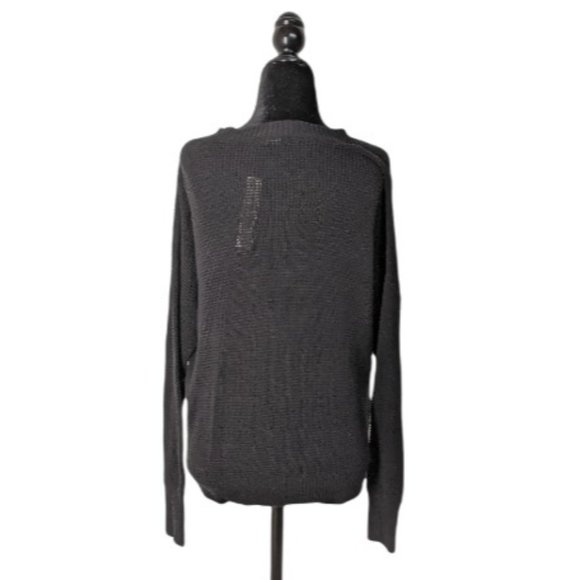 NWT Sweet Romeo Black Seed Stitch Pullover Sweater Semi Sheer Side Slit - Picture 3 of 8